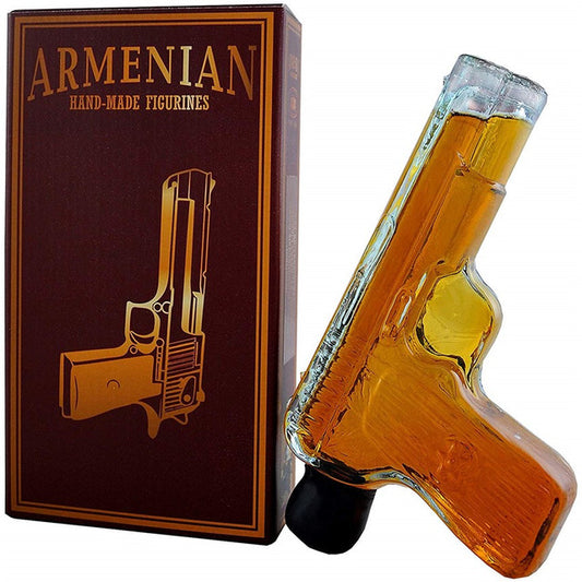 Pistol Hand Blown Glass Propscan Armenian Brandy Souvenir Bottle 200mL