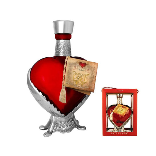 Grand Love Tequila Anejo Red Heart Bottle 750mL