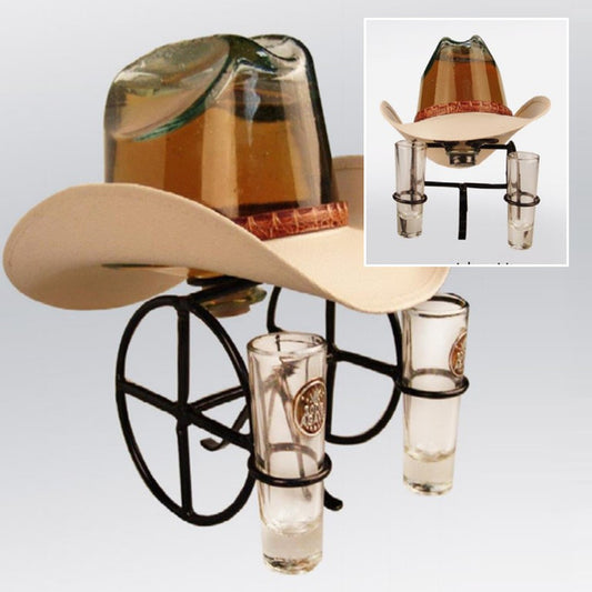 Rodeo Hat Gold Tequila With 2 Shot Glasses 1L