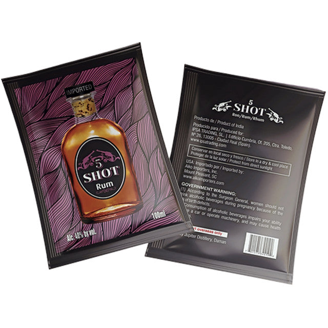 5 Shot Rum Pocket Shots 10 Pouches 100mL