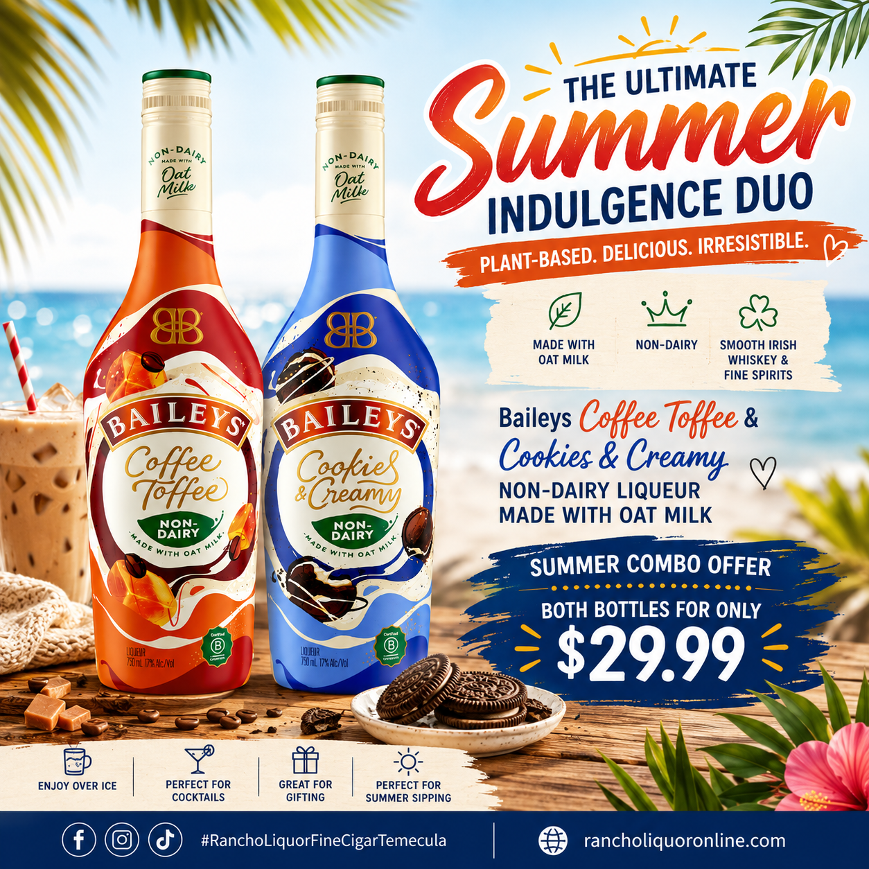Baileys Coffee Toffee & Cookies & Creamy Non-Dairy Liqueur – Summer Duo