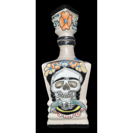 Dinastía Real Extra Aged Tequila Ceramic - Día De Los Muertos Flowers and Braids 750mL