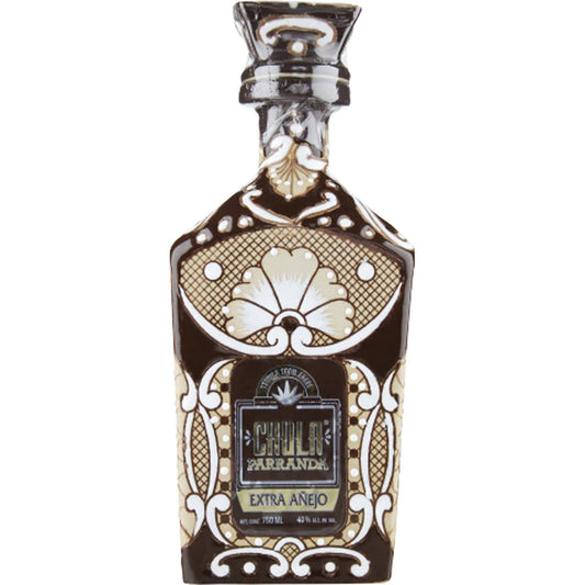 Chula Parranda Tequila Extra Añejo Brown and White Ceramic Bottle 750mL