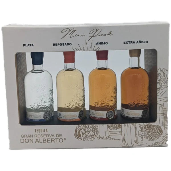 Don Alberto 50ml 4 pack Gift Set. Blanco, Repo, Anejo & EXAnejo Tequila
