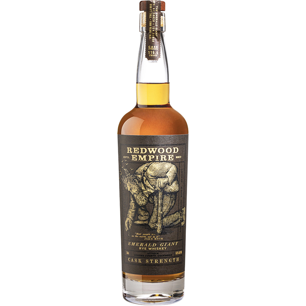 Redwood Empire Cask Strength Emerald Giant Rye Whiskey 750mL