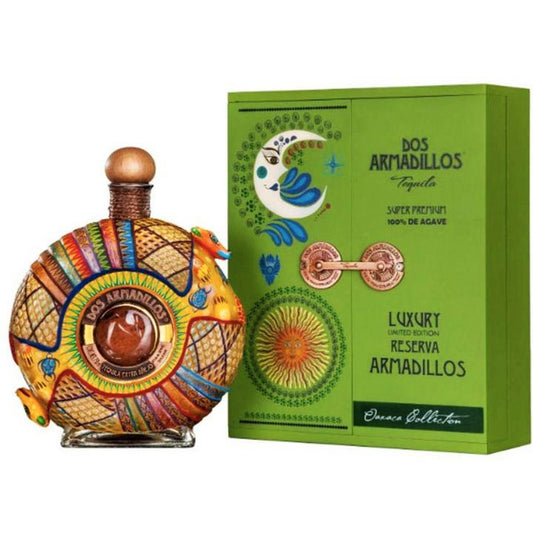 Dos Armadillos Tequila Extra Añejo Limited Edition Reserva Oaxaca Beaded Green 750mL