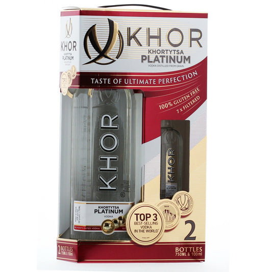 Khortytsa Platinum Vodka 750 ml Gift Set W/100 ml Bottle