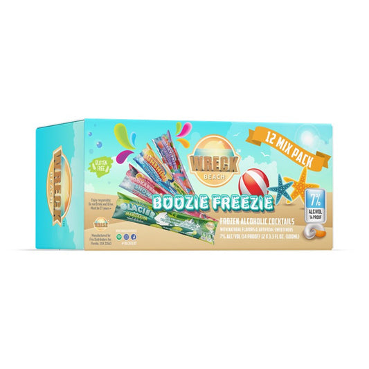 Wreck Beach Frozen Vodka Cocktail Variety 12 Mix Pack - 4 Flavors