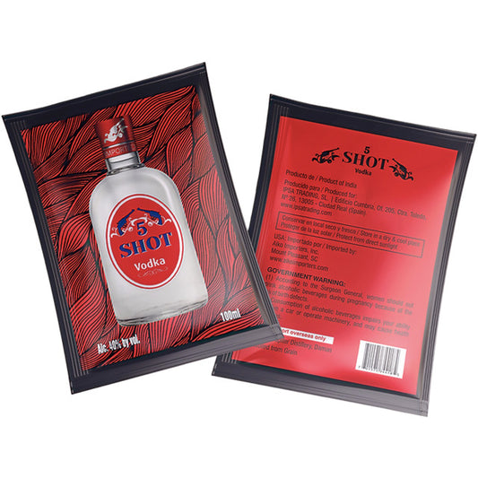 5 Shot Vodka Pocket Shots 10 Pouches 100mL Each