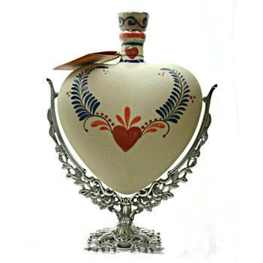 Grand Love Tequila reposado Hand Painted Ceramic Heart Bottle 750mL