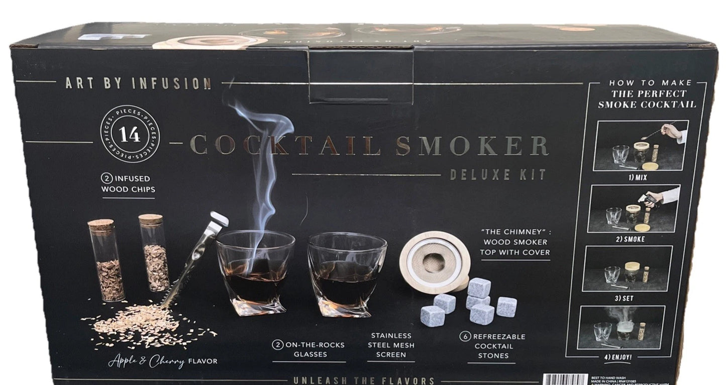 Art By Infusion Cocktail Smoker Deluxe 14 Piece Kit Smoke Mix Refreezable Stones